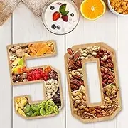 Number Charcuterie Board Wood Serving Tray - Reusable Decorative Platter Fillable Boxes for Snack Food, Cake, Cookies (Style2)