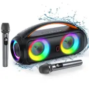 JYX Boat Karaoke Speaker & Dual Microphones Dazzling Light Waterp Speaker