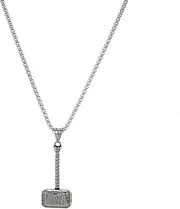 [Ticome] Men's Thors Hammer Pendant Necklaces Norse Viking Stainless Steel Chain Silver Gothic Retro Hip-hop Punk Amulet Powerful Protection Jewellery Presents for Men Boys Father, 0, Stainless Steel,