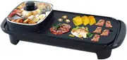 2In1 Electric BBQ Pan Grill Hot Pot, 1300W Multifunction Home Portable Nonstick Detachable Hot Pot Barbecue Plate with Temperature Control