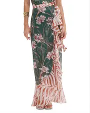 PatBO Dark Green Botanic Retro Wrap Skirt