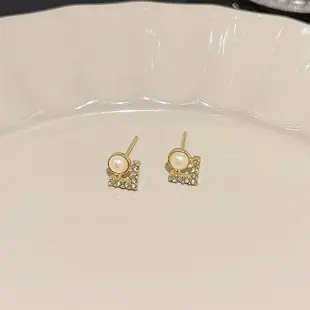 【卡樂熊】S925銀韓系水鑽方塊造型耳環飾品