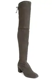 Stuart Weitzman Genna 60 City Stretch Suede Over the Knee Heel Boot Slate US 9.5