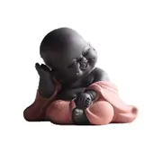 Catzon Purple Clay Buddha Statue Monk Figurine Home Decor Creative Crafts Dolls Ornaments -Red
