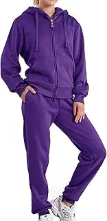[Yasumond] Womens Two Piece Tracksuit Sherpa Lined Sweatsuit Lounge Hoodie Sweatshirt and Sweatpants Jogger Outfits Set