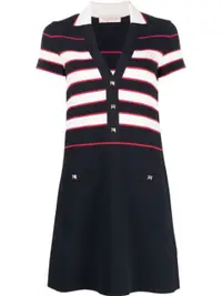 在飛比找Farfetch優惠-striped knitted polo dress