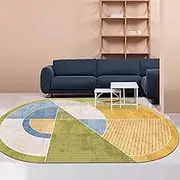 Oval Carpets Living Room Non-Slip Decor Floor Mats, Easy to Clean Bedroom Coffee Table Sofa Chair Balcony Soft Area Rugs, 130x200cm Washable(2.6ft×4.9ft/80×150cm)