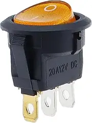 XNWKF 1pcs 20mm KCD1 Led Switch 12V 220V Light Power Switch Car Button Lights ON/Off 3pin Round Rocker Switch(Yellow,220V)