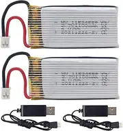 2PCS 1S 3.7V 25C 1100mah PH2.0 Plug Lithium Battery with USB Charging Cable for RC Remote Control Aircraft Quadcopter Remote Control UAV RC Remote Control Car Backup Battery