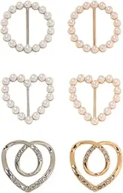 [ZHU IN SY] 6 PCS Scarf Ring Clip, T-shirt Tie Clips for Women Fashion Metal Round Circle Clip Buckle, Clothes Corner Knotted Button, 1.2 Inches, Metal, no gemstone