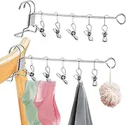 Caliee 2pcs Travel Hangers Stainless Steel Sock Hanger Small Clothes Drying Rack Removable Portable Drying Rack for Dorm, Family, Hotel