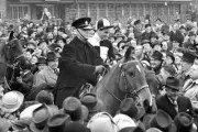 Russian Hero Leo McMorrow up is led in through the huge crowds a- Old Photo
