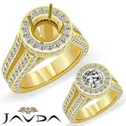 Diamond Engagement Pave Ring 18k Yellow Gold Round Semi Mount Split Shank 2.46Ct