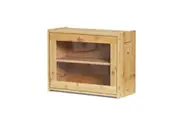 Bread Storage Box Cabinet Acrylic Door Bamboo Food Container 2 Tier Shelf