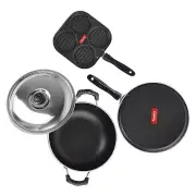 Aluminium Combo Set of 3 - Dosa Tawa Multi Snack Maker and Kadhai with Lid