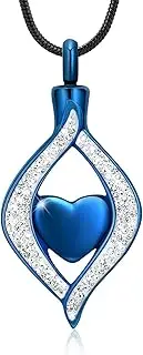 BLNETU Cremation Jewelry for Ashes The Eye of My Heart Keepsake Memorial Jewelry Crystal Urn Necklace Stainless Steel Ashes Pendant