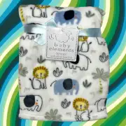 NEW Jungle Zoo Lion Elephant Animals Trees Plush Baby Blanket Toddler Elements