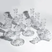 10 Pcs 4" Tall Glass Candlestick Holders Bulk Clear Glass Taper Candle Holder...
