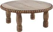 Mud Pie Natural Brown Stand Beaded Wood Pedestal, Small 4" x 10" Dia | Large 5" x 12" Dia
