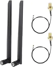 2PCS M.2/NGFF Network Card Cable and 2X 6DBi Antenna for Intel 9260NGW /7265AC/9650AC /BCM94360 SMA Head Compatible with Various Network Card Modules