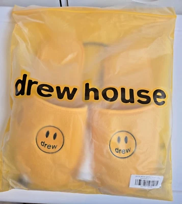 Drew House Justin Bieber Mascot Slippers Golden Yellow Size L/XL with Dust Bag