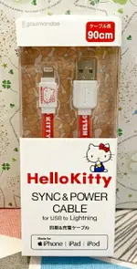 【震撼精品百貨】HELLO KITTY 凱蒂貓-三麗鷗 KITTY 90CM I PHONE充電線-紅白#92395 震撼日式精品百貨