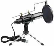 Condenser USB Microphone w/Tripod Stand for Game Chat Studio Recording Computer