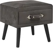 Bedside Nightstand Table with Drawer - Grey Velvet Bedroom Night Stand for Living Room, Night Tables Wood Storage - 40x35x40 cm Furniture