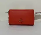 TORY BURCH MCGRAW FLAT WALLET CROSSBODY POPPY RED COLOR NWT
