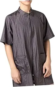 CRILSTYLEO Hair Dye Work Clothes Soft Waterproof Turn-down Collar Pocket Design Grey