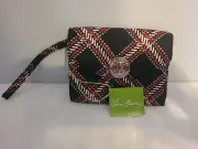 Vera Bradley Minsk Black Red Plaid Wristlet Purse Cotton Turnlock New