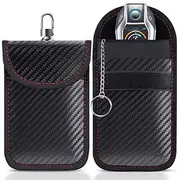 Faraday Bag for Key Fob(2 Pack) Faraday Cage Protector Car RFID Signal Blocking Key Fob Protector Double-Layers of Shielding Carbon Fiber Material Anti-Theft F