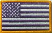 USA American Flag Patch W/ VELCRO® Brand Gold Border Purple & White Version