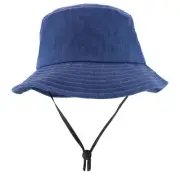Armycrew Oversized XXL Big Size Denim Fisherman Bucket Hat with Chin Drawstring