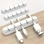 3-Pack Cable Holder Clips, Desktop Cable Organizer Cord Wire Management, Self Adhesive USB Wire Management Clips for USB Charging Cable Nightstand Power Cord Mouse Cable Wire (5 Card Slots)