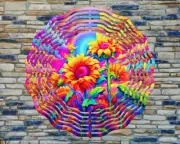 10" Bright Colors Sunflowers Wind Spinner Yard Decor 3D Kinetic rws-153