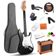 AmpedTunes 39 Inch Full Size Electric Guitar Kit Solid Body with Amplifier, Bag