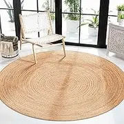 Craft Trade Round Jute Rug, Hand Wovem, Braided 120X120 CM Area Rug for Home Decorative 100% Boho Round Area Rug Carpet, Jute Area Rugs for Living Room, Kitchen, Bedroom