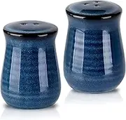 Hasense Ceramic Salt and Pepper Shakers,Navy Farmhouse Salt Shaker set of 2, Vintage Spice Shaker for Compact Cooking,Travel,BBQ, Kitchen and Resturant Decor