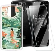 ESACMOT Swimming Women Pattern Case Compatible with Oukitel K10 + [2 Pack] Screen Protector Tempered Glass, Shockproof Case Cover for Oukitel K10 (6 inch)