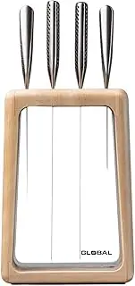 Global Hashira 5-Piece Japanese Knife Block Set, Made in Japan, Maple Storage Block,