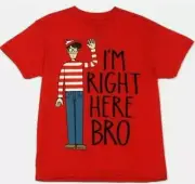 Waldo "I'm right here bro" Graphic Red Boys T shirt sz 8