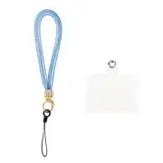 Phone Lanyard, Nylon Detachable Wrist Strap with Phone Patches, Blue