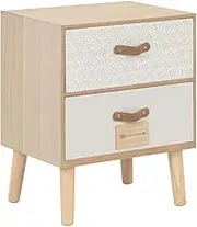 Bedside Nightstand Table, Wooden End Table Accent Furniture with Drawers & Storage, Solid Wood, Rustic Bed for Bedroom Living Room, 40x30x49.5 cm