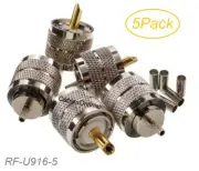 5Pack UHF PL-259 Male Crimp Type RF Connectors for RG316/RG174/LMR100 Coax wire