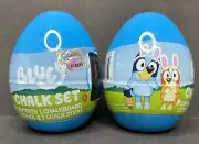 Bluey Chalk Set eggs With Chalkboard Stencil and Chalk 4" tall. See Pics. (two)