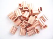 200 Copper Swage Crimp Sleeves for Wire Rope Cable, 1/16". Made in USA
