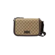 Gucci GG Canvas Messenger Bag Beige Brown