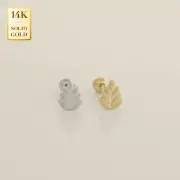 14K REAL Solid Gold Flower Leaf Piercing Cartilage Daith Helix Tragus Conch 18G