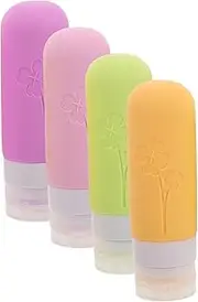 CANIGHT 4 Pcs Leakproof Silicone Travel Bottles Portable Refillable Containers for Shampoo Lotion and Liquids Space Saving Design for Organized Travel Essentials